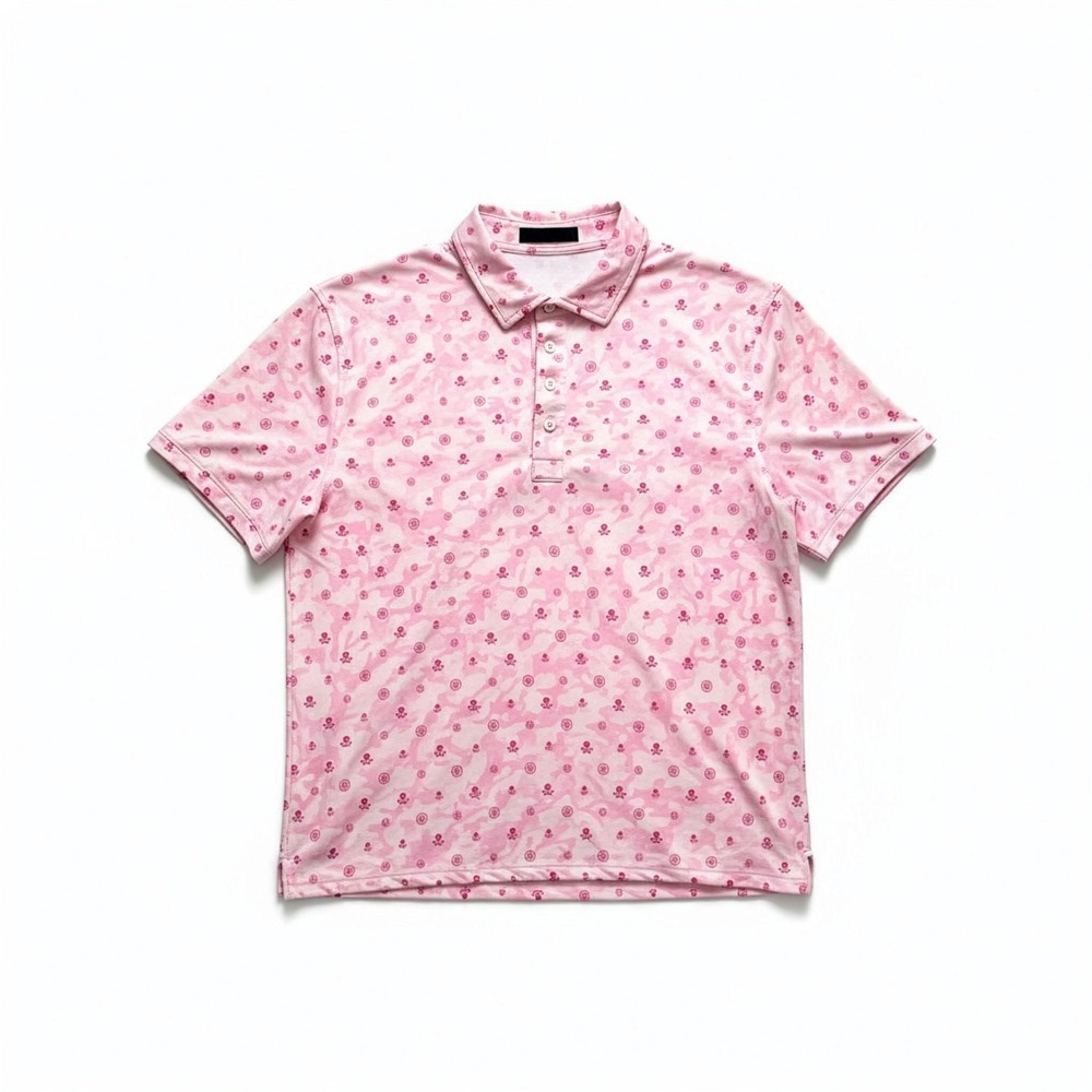 G Fore Golf Polo Shirt Pink Camo Skull Print Mens Small